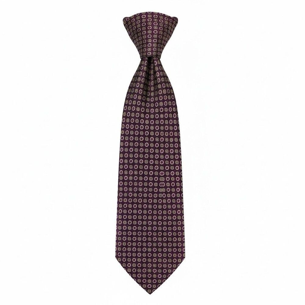Robert Talbott Best of Class Men's 100% Silk Designer Necktie Burgundy & Yellow